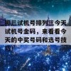 排三试机号排列三今天试机号金码，来看看今天的中奖号码和选号技巧！