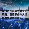 澳门六开彩最大奖金纪录图，看看那些令人惊艳的大奖数字吧！