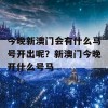 今晚新澳门会有什么马号开出呢？新澳门今晚开什么号马