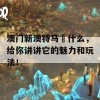 澳门新澳特马幵什么，给你讲讲它的魅力和玩法！