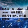 四肖选一肖一码welcome，快来看看这波选号小技巧，助你轻松赚钱！