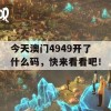 今天澳门4949开了什么码，快来看看吧！