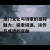 澳门文化与诗歌的独特魅力：探索词语、诗作与成语的交融