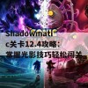 Shadowmatic关卡12.4攻略：掌握光影技巧轻松闯关