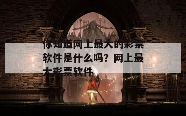 你知道网上最大的彩票软件是什么吗？网上最大彩票软件