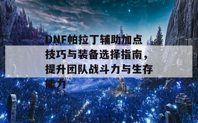 DNF帕拉丁辅助加点技巧与装备选择指南，提升团队战斗力与生存能力