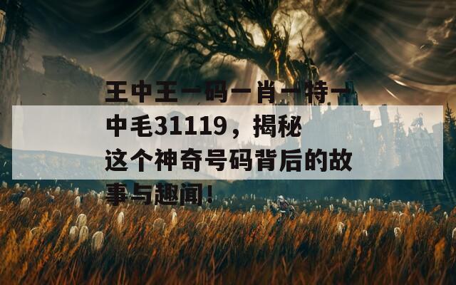 王中王一码一肖一特一中毛31119，揭秘这个神奇号码背后的故事与趣闻！