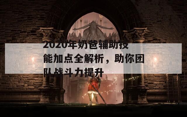 2020年奶爸辅助技能加点全解析，助你团队战斗力提升