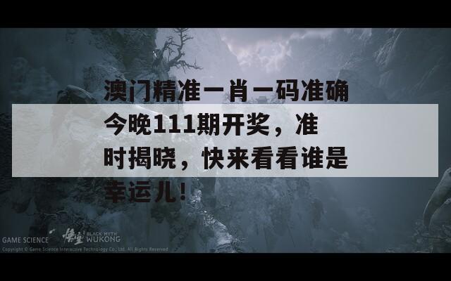 澳门精准一肖一码准确今晚111期开奖，准时揭晓，快来看看谁是幸运儿！