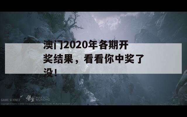 澳门2020年各期开奖结果，看看你中奖了没！