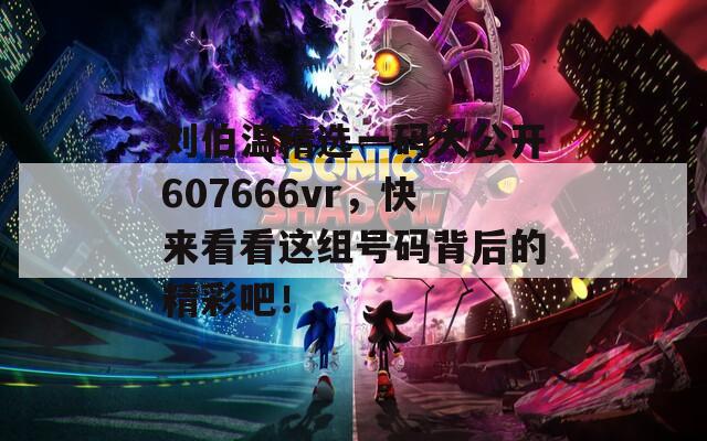 刘伯温精选一码大公开607666vr，快来看看这组号码背后的精彩吧！