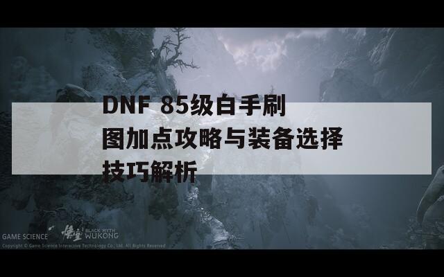 DNF 85级白手刷图加点攻略与装备选择技巧解析