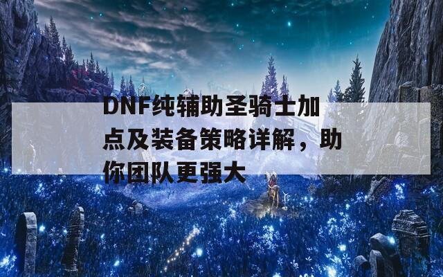 DNF纯辅助圣骑士加点及装备策略详解，助你团队更强大