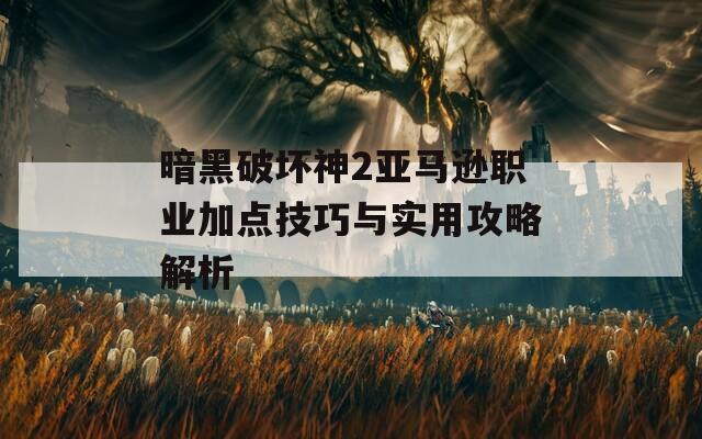 暗黑破坏神2亚马逊职业加点技巧与实用攻略解析