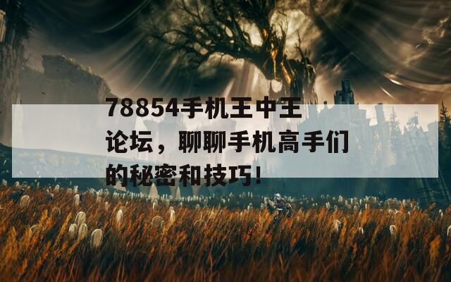 78854手机王中王论坛，聊聊手机高手们的秘密和技巧！