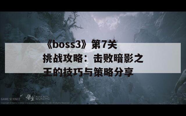 《boss3》第7关挑战攻略：击败暗影之王的技巧与策略分享