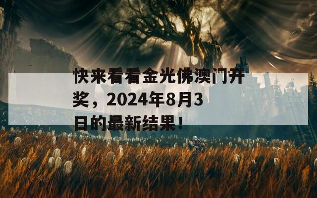 快来看看金光佛澳门开奖，2024年8月3日的最新结果！