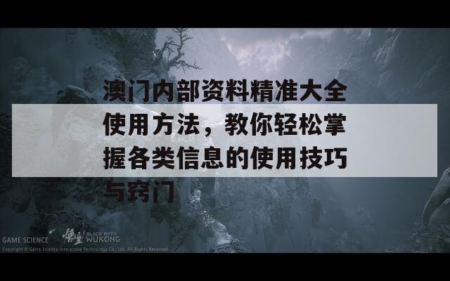 澳门内部资料精准大全使用方法，教你轻松掌握各类信息的使用技巧与窍门