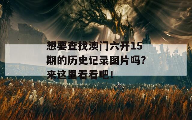 想要查找澳门六开15期的历史记录图片吗？来这里看看吧！