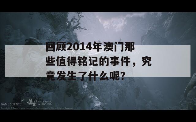 回顾2014年澳门那些值得铭记的事件，究竟发生了什么呢？