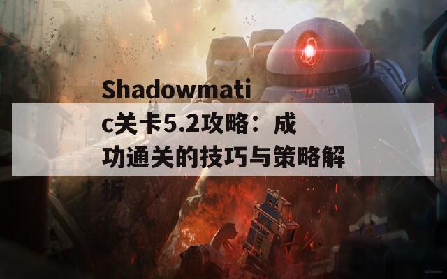 Shadowmatic关卡5.2攻略：成功通关的技巧与策略解析