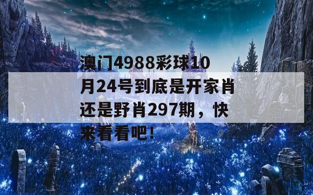 澳门4988彩球10月24号到底是开家肖还是野肖297期，快来看看吧！