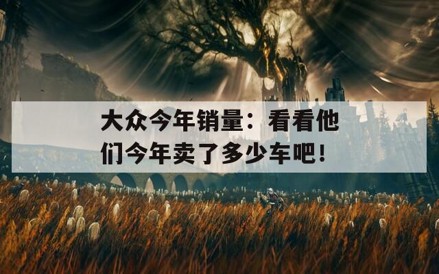 大众今年销量：看看他们今年卖了多少车吧！