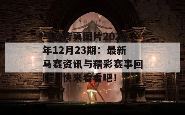 马会传真图片2020年12月23期：最新马赛资讯与精彩赛事回顾，快来看看吧！