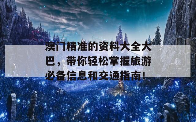 澳门精准的资料大全大巴，带你轻松掌握旅游必备信息和交通指南！