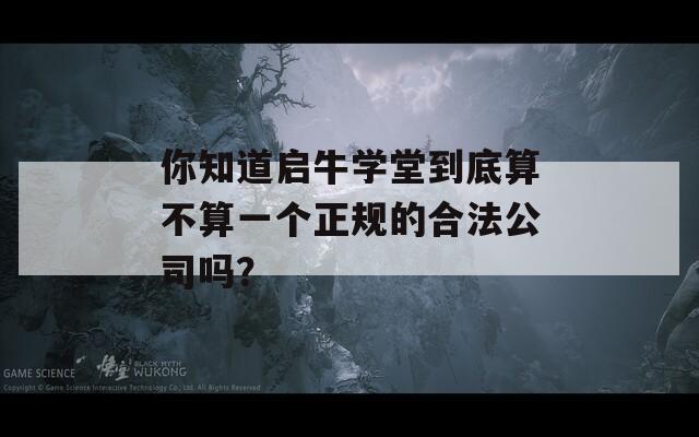 你知道启牛学堂到底算不算一个正规的合法公司吗？