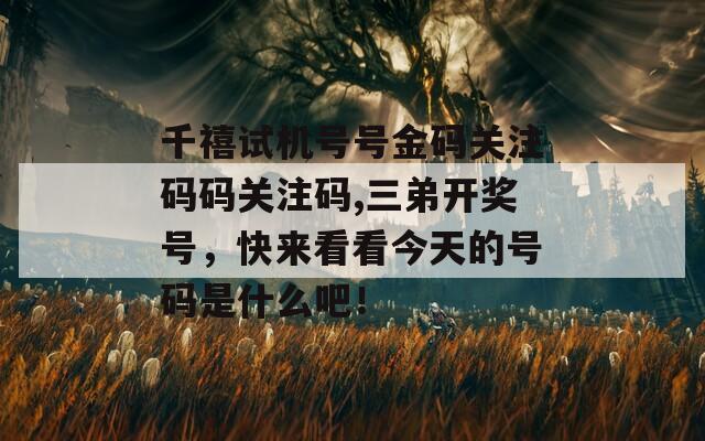 千禧试机号号金码关注码码关注码,三弟开奖号，快来看看今天的号码是什么吧！