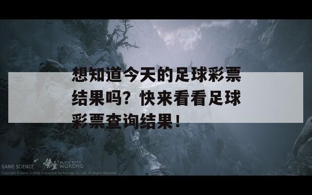 想知道今天的足球彩票结果吗？快来看看足球彩票查询结果！