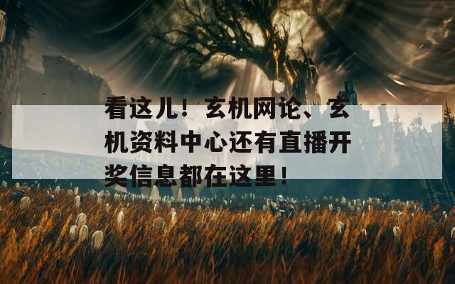 看这儿！玄机网论、玄机资料中心还有直播开奖信息都在这里！